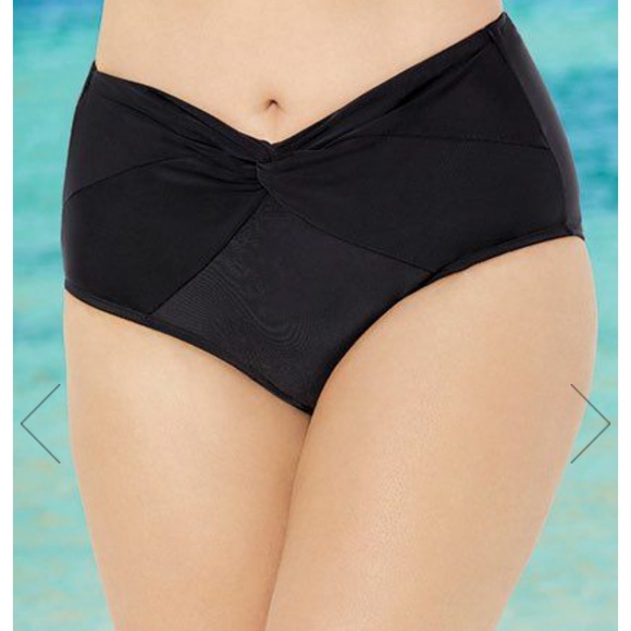 Swimsuits For All Other - Black Low Waist Twist Front Brief Swimsuits For All Other - Black Low Waist Twist Front Brief